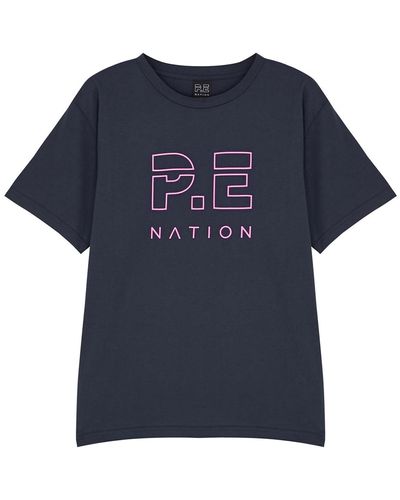 P.E Nation Heads Up Logo Cotton T-shirt - Blue