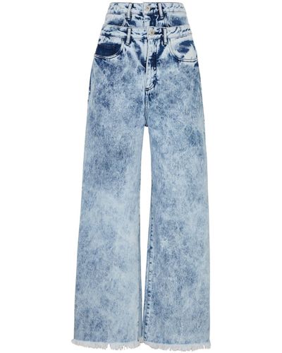 Marques'Almeida Layered Acid-wash Wide-leg Jeans - Blue
