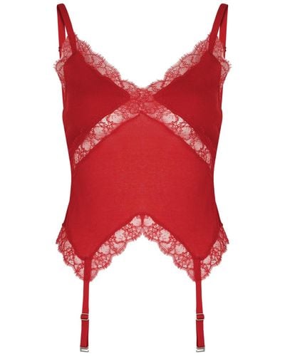 Dion Lee Lace-trimmed Cotton-blend Tank - Red