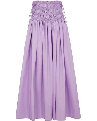 Matteau Lilac Smocked Cotton Maxi Skirt - Purple