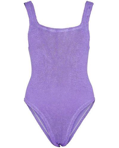 Hunza G Seersucker Swimsuit, Swimwear - Purple