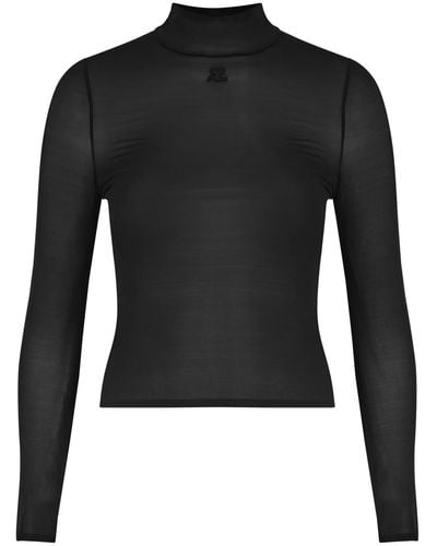 Courreges Sheer Stretch-jersey Top - Black