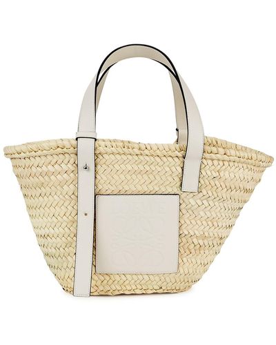 Loewe Medium Raffia Basket Bag - White