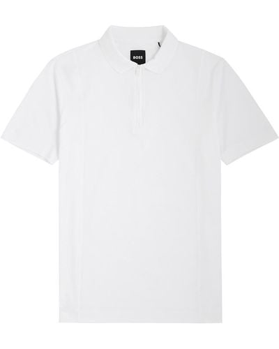 BOSS Tempio Cotton-Blend Polo Shirt - White