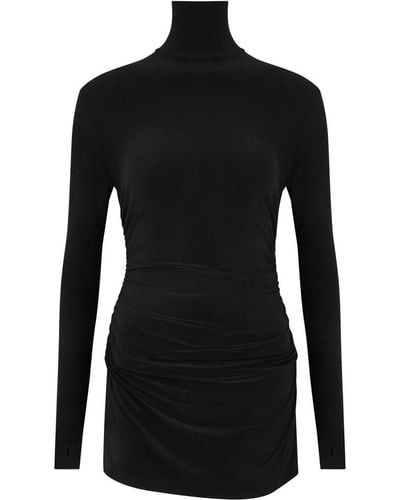 Norma Kamali Pickleball Ruched Stretch-Jersey Mini Dress - Black