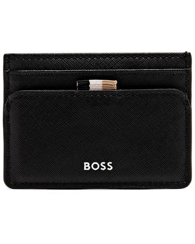 BOSS Logo Leather Card Holder - Black