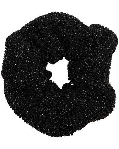 Hunza G Glittered Seersucker Scrunchie - Black