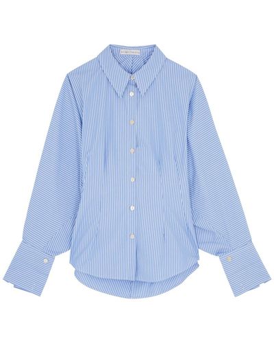 Palmer//Harding Solo Striped Cotton-poplin Shirt - Blue