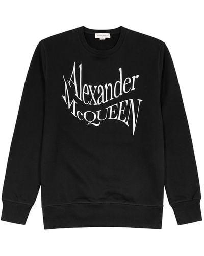 Alexander McQueen Logo-Embroidered Cotton Sweatshirt - Black