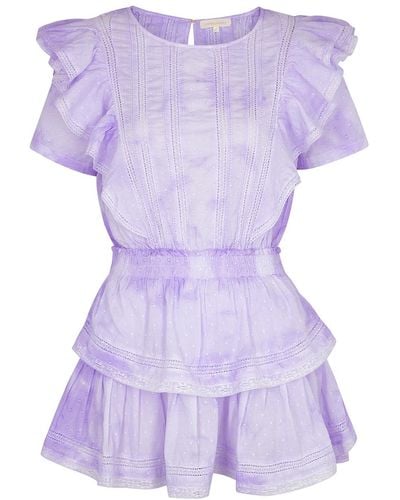 LoveShackFancy Natasha Lilac Cotton Mini Dress - Purple