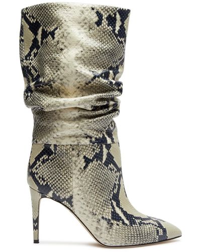 Paris Texas 85 Python-effect Leather Mid-calf Boots - Grey
