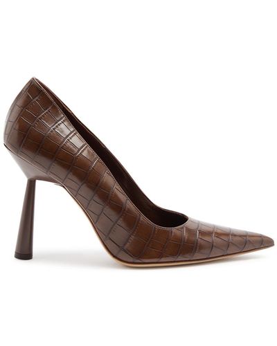 Gia Borghini Balantine 100 Crocodile-effect Leather Court Shoes - Brown