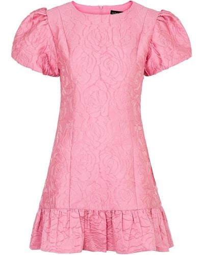Sister Jane Pop Rose Floral-jacquard Cloqué Mini Dress - Pink