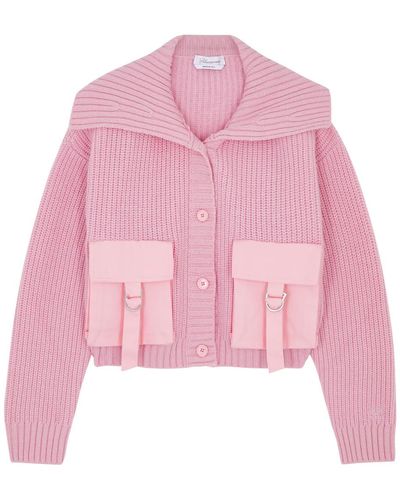 Blumarine Ribbed Wool Cardigan - Pink