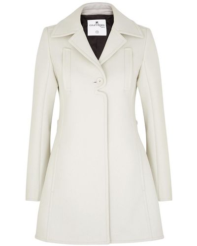 Courreges Belted Wool-Blend Coat - White