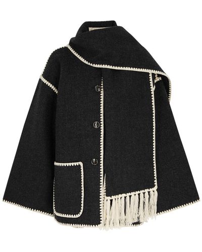 Totême Wool-blend Scarf Jacket - Black