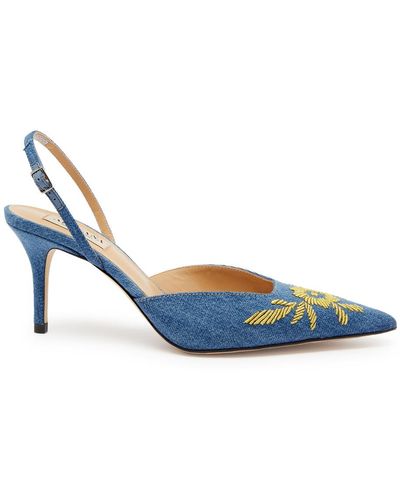 Arteana Verona 75 Embroidered Slingback Court Shoes - Blue