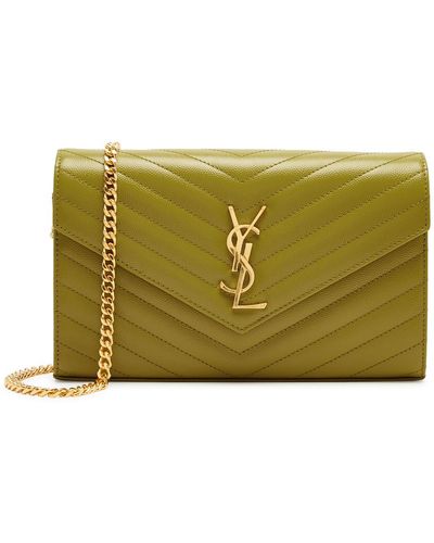 Saint Laurent Envelope Leather Wallet-on-chain - Green