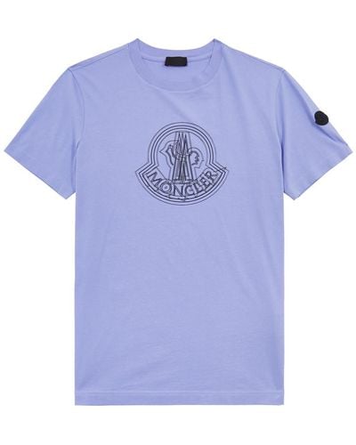 Moncler Logo Cotton T-Shirt - Blue