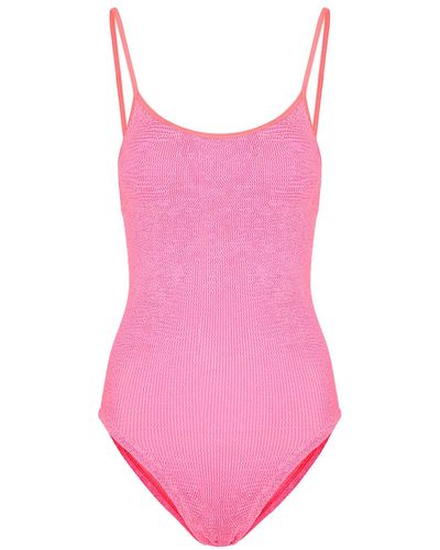 Hunza G Pamela Seersucker Swimsuit - Pink