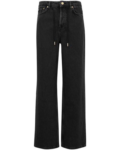 Ganni Izey Drawstring Wide-leg Jeans - Black