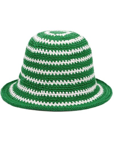 Faithfull The Brand Striped Crochet-knit Bucket Hat - Green