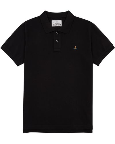 Vivienne Westwood Logo-embroidered Piqué Cotton Polo Shirt - Black