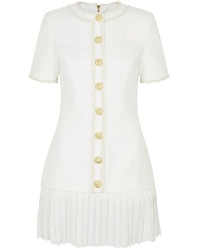 Rebecca Vallance Clarisse Bouclé Cotton-Blend Mini Dress - White