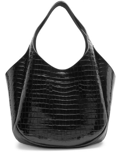 Coperni Xl Swipe Crocodile-effect Leather Bucket Bag - Black