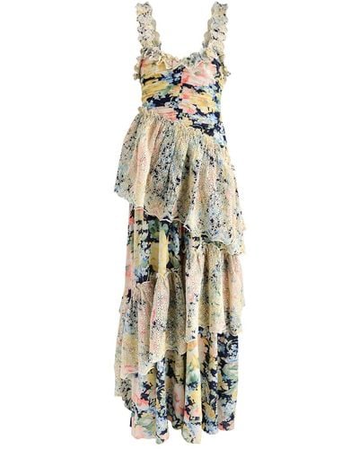 byTiMo Floral-Print Tiered Cotton-Blend Maxi Dress - Metallic
