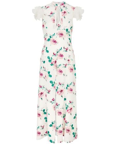 Alessandra Rich Floral-Print Silk Maxi Dress - White