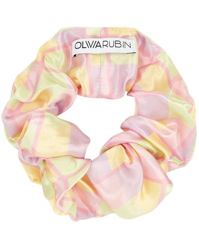 Olivia Rubin Floral-Print Scrunchie - Pink