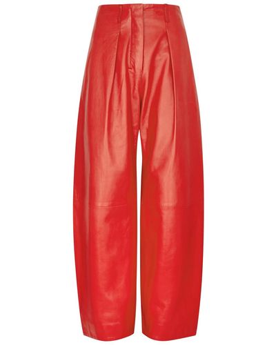 Jacquemus Le Pantalon Ovalo Cuir Leather Trousers - Red