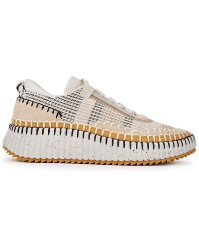 Chloé Chloe Nama Panelled Recycled Mesh Trainers - Natural