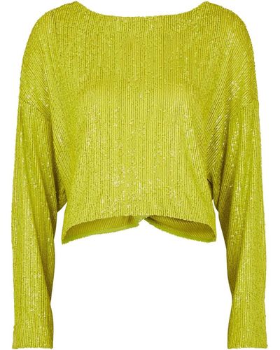In the mood for love Coco Cropped Sequin Top - Yellow