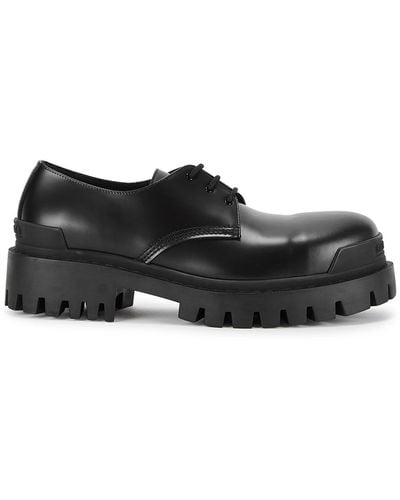 Balenciaga Strike Black Leather Derby Shoes