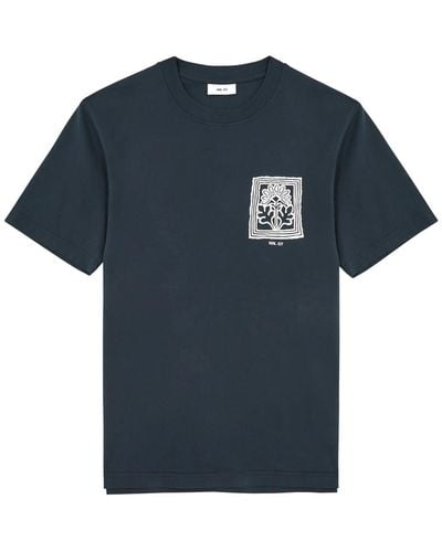 NN07 Adam Printed Cotton T-Shirt - Blue