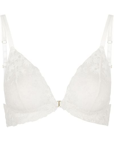 Fleur Of England Daisy Embroidered Tulle Soft-cup Bra - White