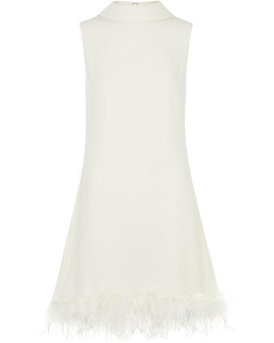 RIXO London Candice Feather-trimmed Silk Mini Dress - White