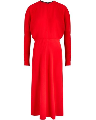 Victoria Beckham Paneled Midi Dress - Red