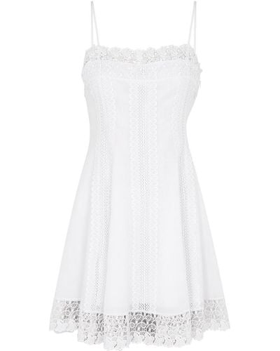 Charo Ruiz Ornella Lace-trimmed Cotton-blend Mini Dress - White