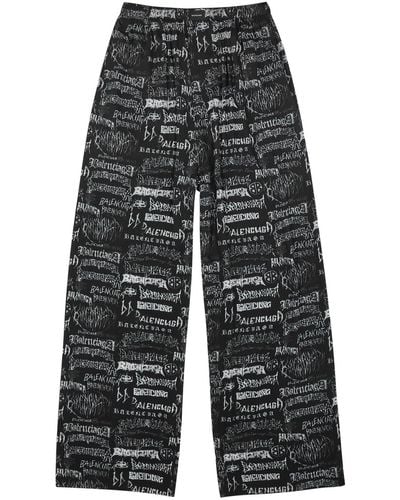 Balenciaga Diy Metal Logo-Print Trousers - Grey