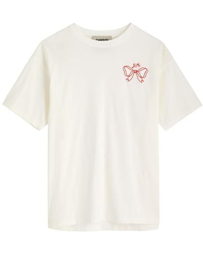 Damson Madder Printed Cotton T-Shirt - White
