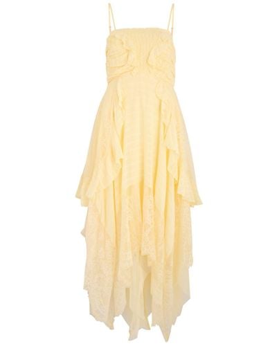 Free People Sheer Bliss Lace-Panelled Chiffon Midi Dress - Yellow
