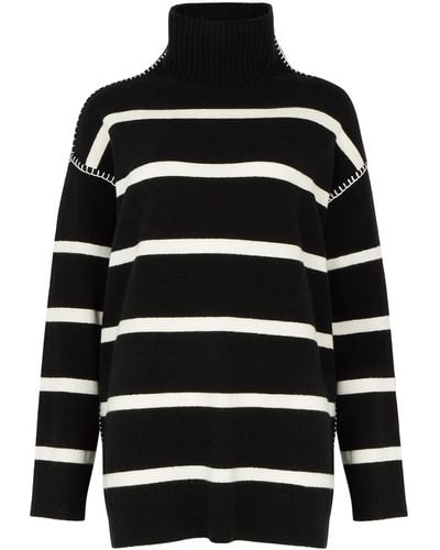 Alice + Olivia Alice + Olivia Bobbie Striped Wool-blend Sweater - Black