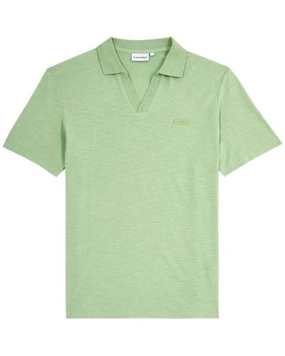 Calvin Klein Logo Cotton-Blend Polo Shirt - Green