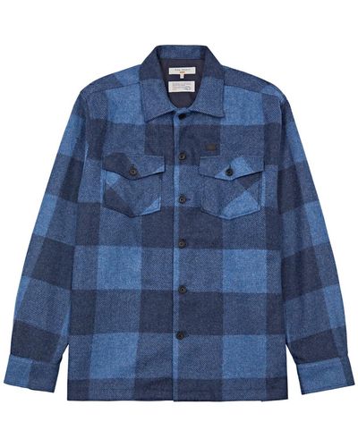 Nudie Jeans Vincent Checked Wool-blend Overshirt - Blue