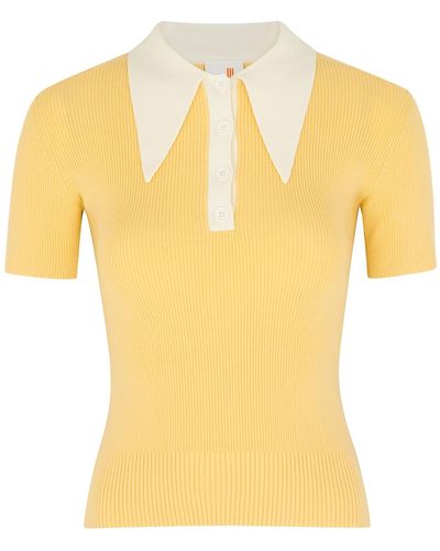JoosTricot Ribbed Stretch-jersey Polo Top - Yellow