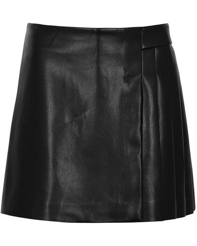 Alice + Olivia Alice + Olivia Toni Pleated Faux Leather Mini Skirt - Black
