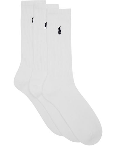 Polo Ralph Lauren Logo-embroidered Stretch-cotton Socks - White